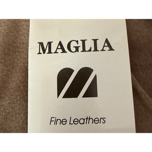 Maglia NEW Vintage Suede Leather Pants Neutral Tan Pleated Straight Leg 8-10 - Picture 9 of 11